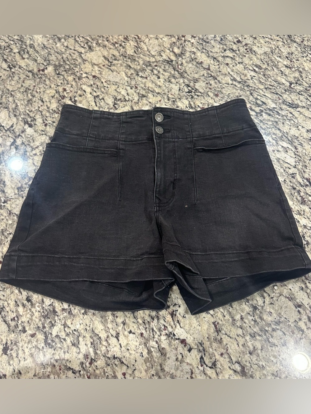 Maurices Black High-Waist Double-Button Shorts